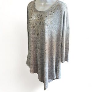 New Directions Embellished Top 3/4 Sleeve Triangular Hem Women’s …